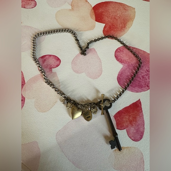Fossil lock and key steampunk necklace - Picture 1 of 5